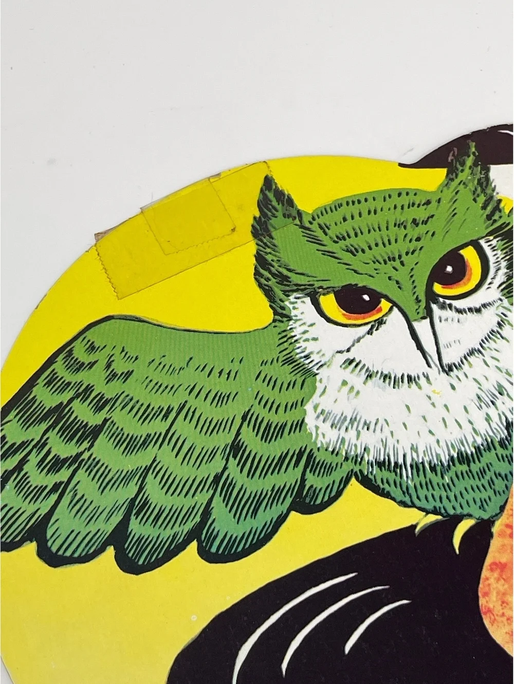 Vintage Halloween Witch Owl Cardboard Die Cut Wall Decor Pumpkin Set Lot of 2